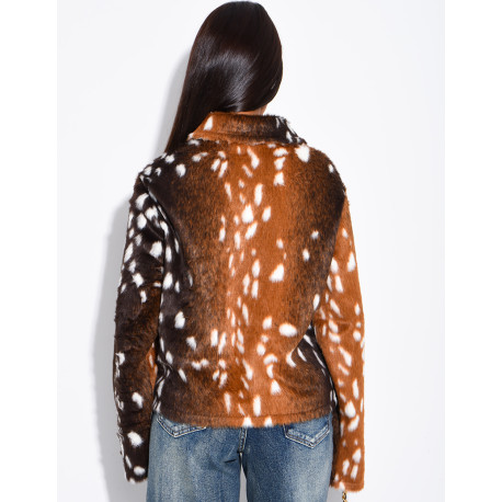 Short zip-up jacket with a Bambi print