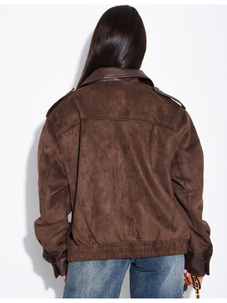 Jacke aus Wildlederimitat und Kunstleder