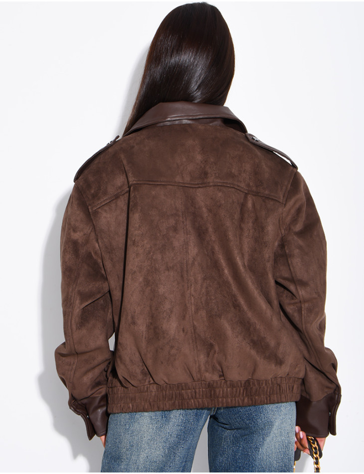 Jacke aus Wildlederimitat und Kunstleder