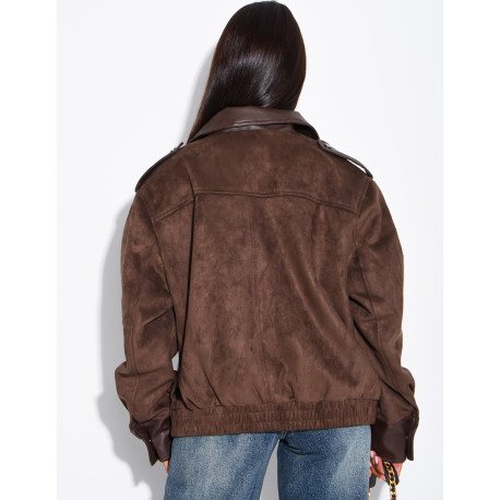 Jacke aus Wildlederimitat und Kunstleder