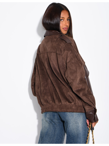 Jacke aus Wildlederimitat und Kunstleder