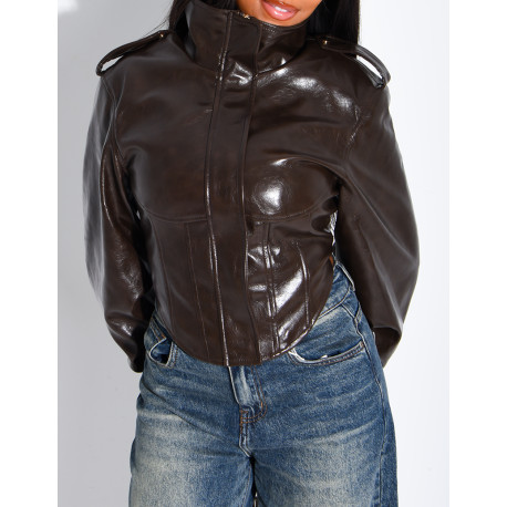 Kurze Perfecto-Jacke aus Kunstleder