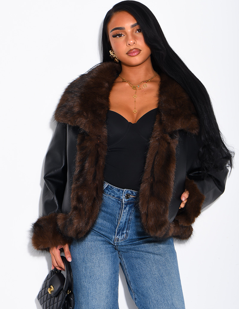 Reversible faux leather and...