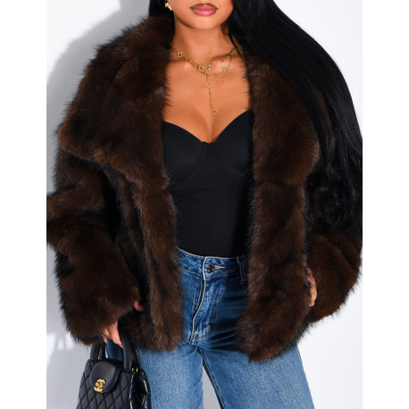 Reversible faux leather and faux fur jacket