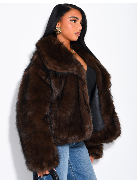 Reversible faux leather and faux fur jacket