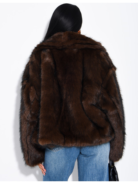 Reversible faux leather and faux fur jacket