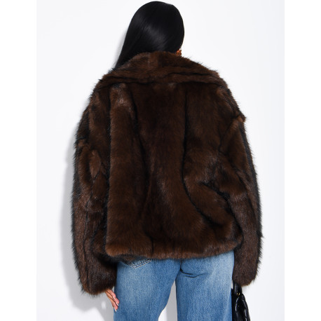 Reversible faux leather and faux fur jacket