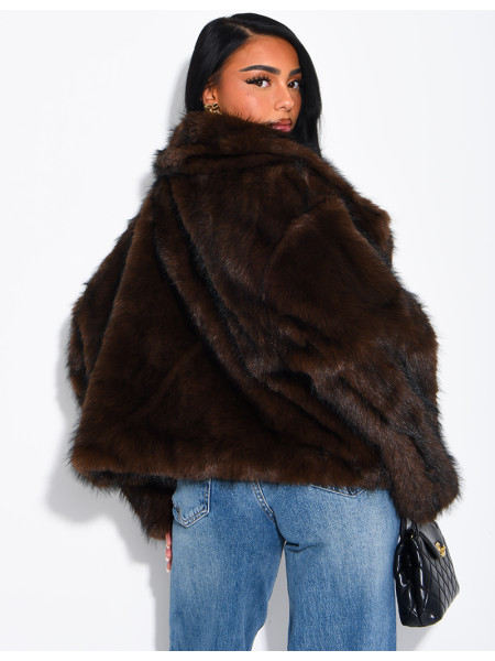 Reversible faux leather and faux fur jacket