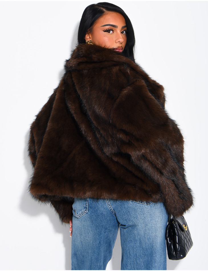 Reversible faux leather and faux fur jacket