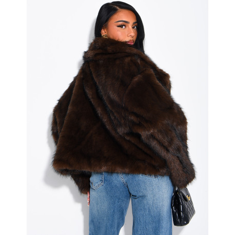 Reversible faux leather and faux fur jacket