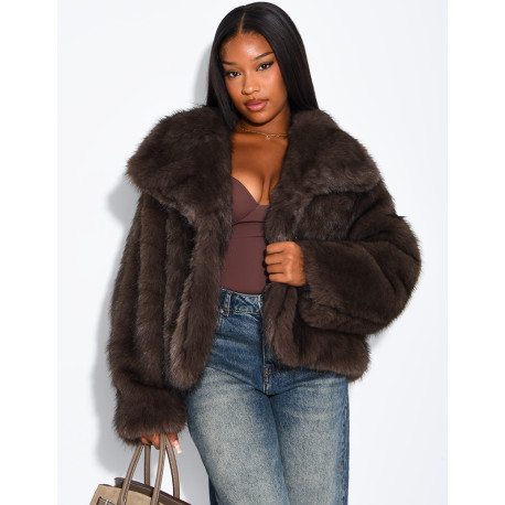 Reversible faux leather and faux fur jacket