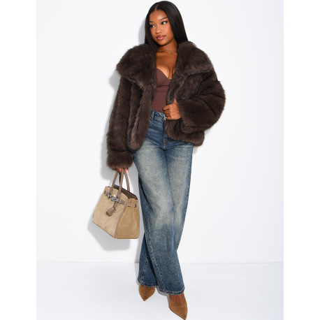 Reversible faux leather and faux fur jacket