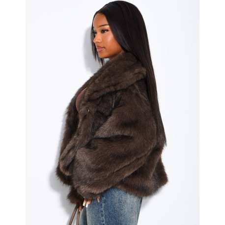 Reversible faux leather and faux fur jacket