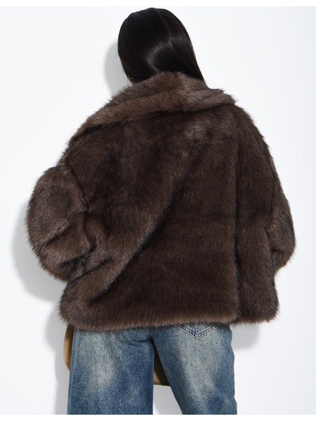 Reversible faux leather and faux fur jacket