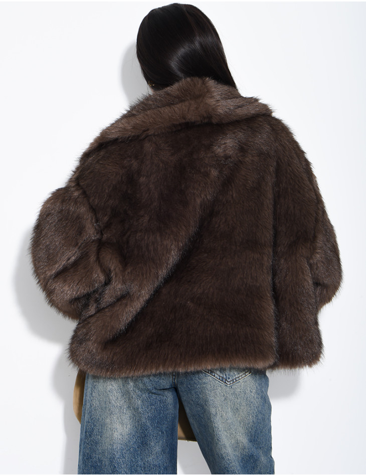 Reversible faux leather and faux fur jacket
