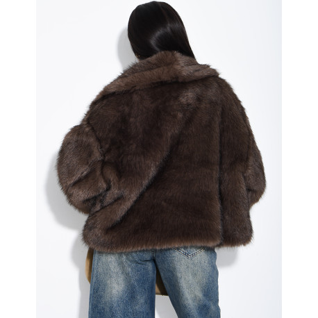 Reversible faux leather and faux fur jacket