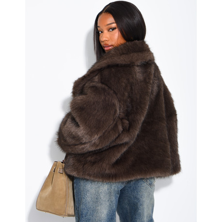 Reversible faux leather and faux fur jacket