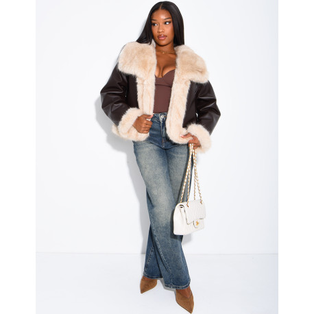Veste réversible en similicuir et fausse fourrure