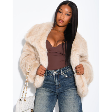 Veste réversible en similicuir et fausse fourrure