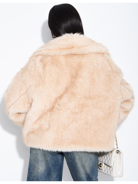 Veste réversible en similicuir et fausse fourrure