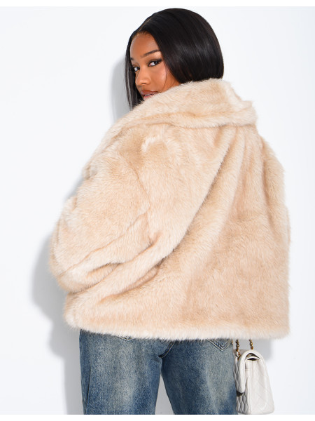 Veste réversible en similicuir et fausse fourrure