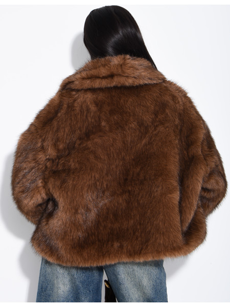 Reversible faux leather and faux fur jacket