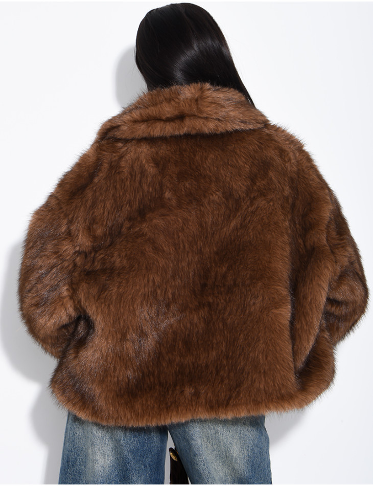 Reversible faux leather and faux fur jacket