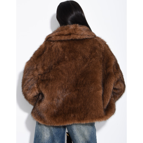 Reversible faux leather and faux fur jacket