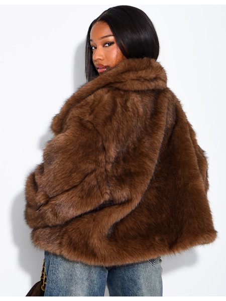 Reversible faux leather and faux fur jacket