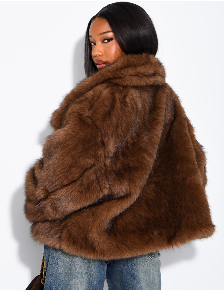 Reversible faux leather and faux fur jacket