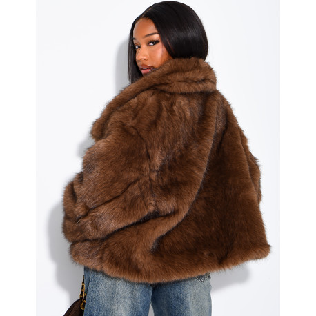 Reversible faux leather and faux fur jacket