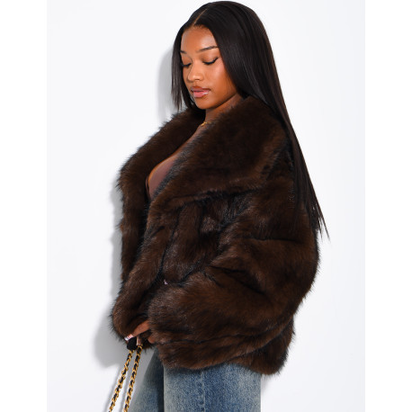 Reversible faux leather and faux fur jacket