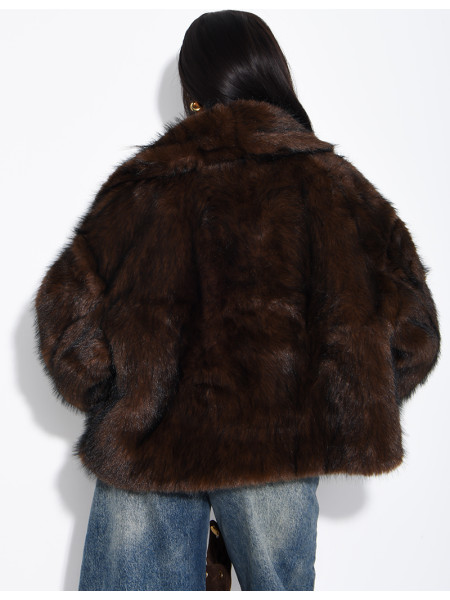 Reversible faux leather and faux fur jacket