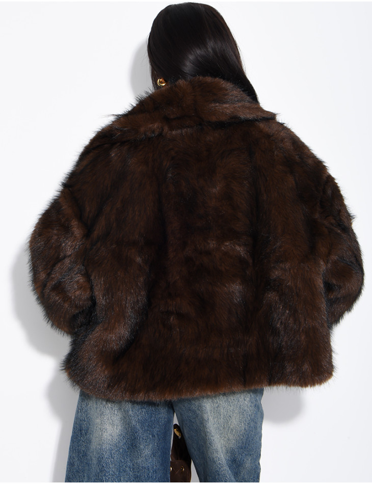 Reversible faux leather and faux fur jacket
