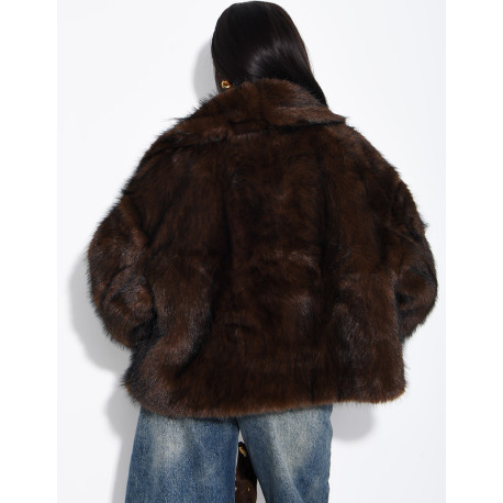 Reversible faux leather and faux fur jacket