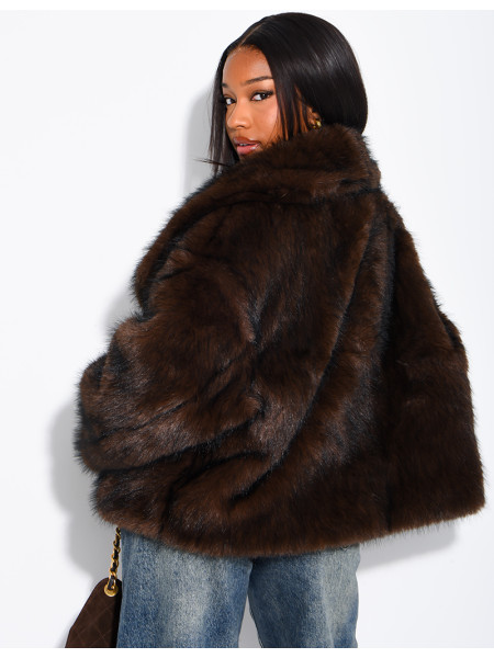 Reversible faux leather and faux fur jacket