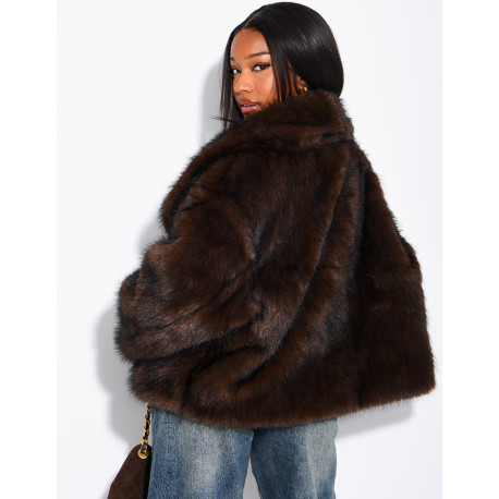 Reversible faux leather and faux fur jacket