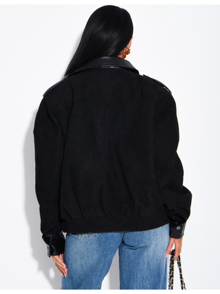 Jacke aus Wildlederimitat und Kunstleder