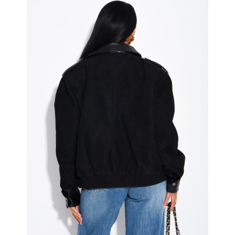 Jacke aus Wildlederimitat und Kunstleder
