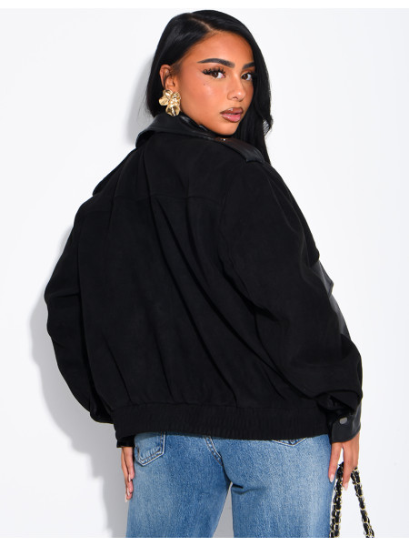 Jacke aus Wildlederimitat und Kunstleder