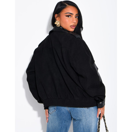 Jacke aus Wildlederimitat und Kunstleder