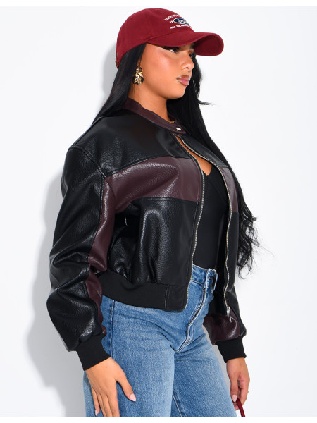 Two-tone faux leather jacket