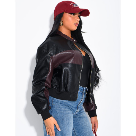 Two-tone faux leather jacket