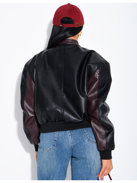 Two-tone faux leather jacket