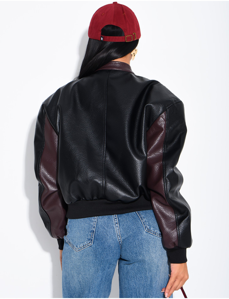 Two-tone faux leather jacket