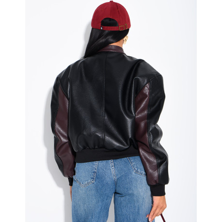 Two-tone faux leather jacket