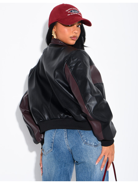 Two-tone faux leather jacket