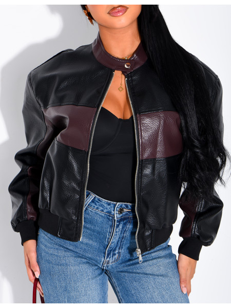 Two-tone faux leather jacket