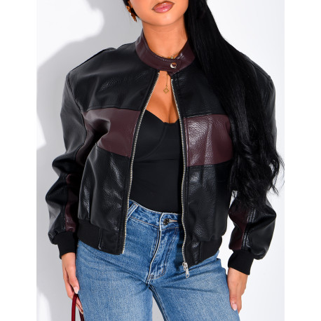 Two-tone faux leather jacket