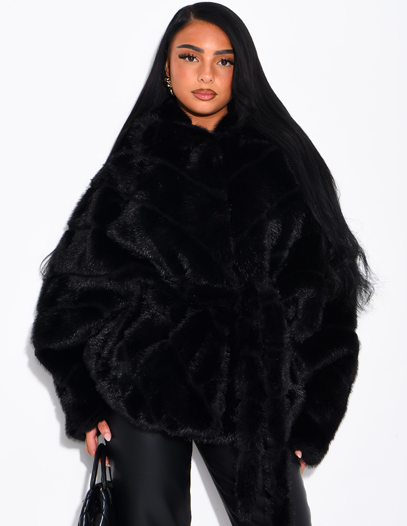 Veste en fausse fourrure à...